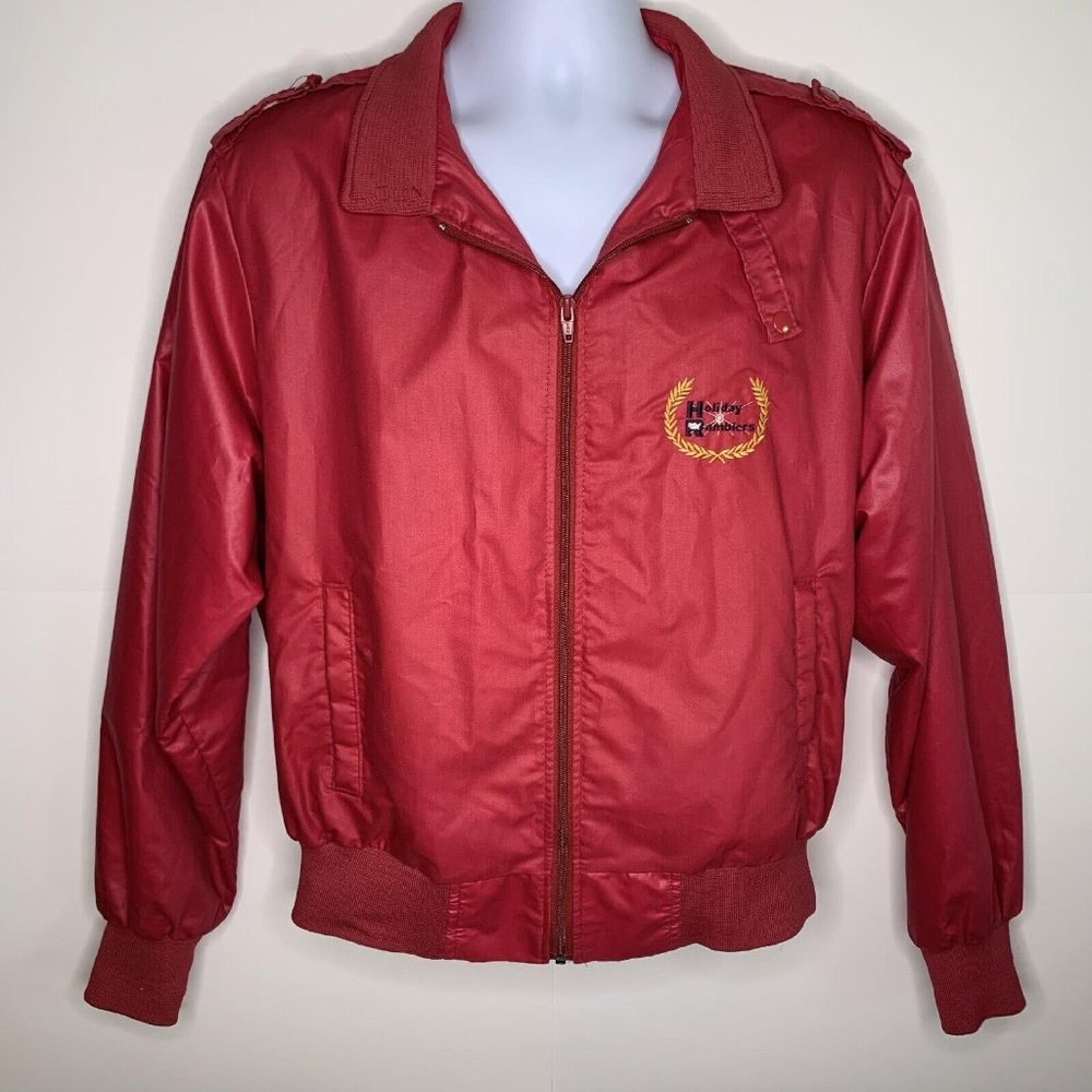 Vintage Holiday Ramblers RV/Camping Red Windbreaker Jacket Mens Size Large